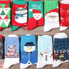 120 пар/лот зимние теплые хлопковые рождественские Снеговик Снежинка Олень Дизайн Женские носки/носок для Санты