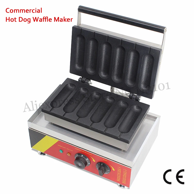 상업 핫도그 롤리 와플 기계 Nonstick 치킨 스틱 빵 바 메이커 220V 110V 1500W 6 moulds
