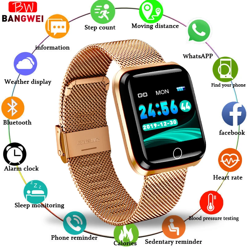 

BANGWEI 2019 New Smart Wristband Heart Rate Tracker Blood Pressure monitor Fitness watch Sport Waterproof Smart watch Men women
