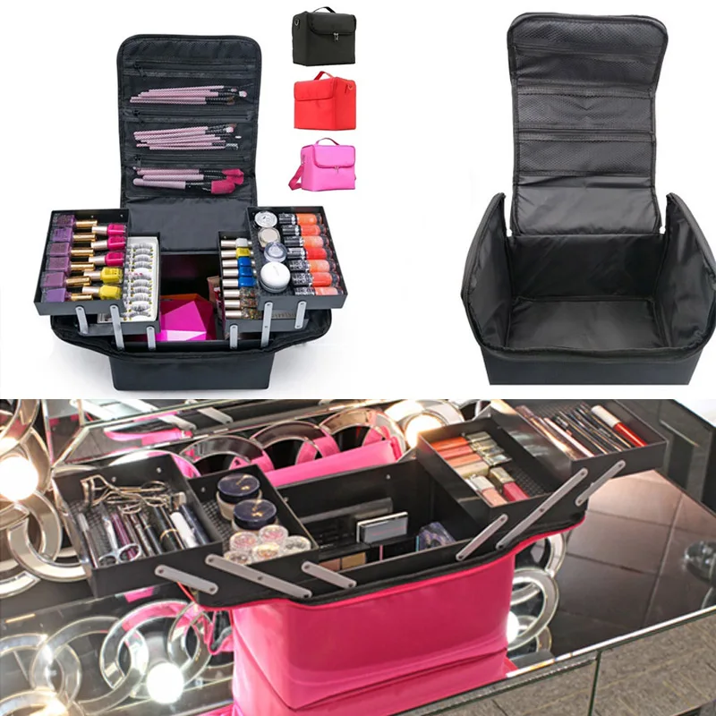 

Large Capacity Stretch Cosmetic Bag Professional Women Empty Storage Box Case FC0205