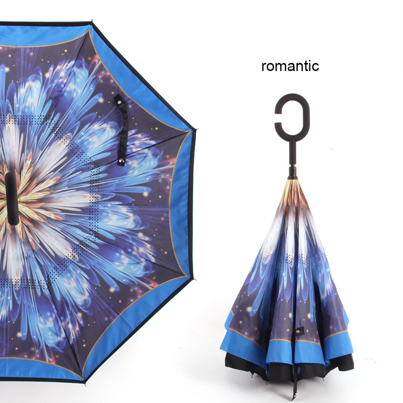 Обратный зонтик, мужской перевернутый зонтик, зонты с ручкой, ветрозащитный женский зонт от солнца и дождя, анти-УФ, invertido Paraguas Parapluie