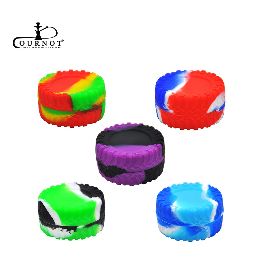 

COURNOT Tires Shape 22 ML FDA Silicone Wax Oil Cream Jar Concentrate Container Non Stick Wax Oil Cream Jar Dab Silicone oil jar