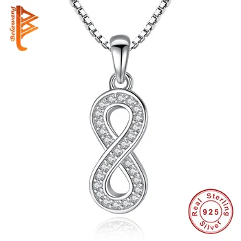 

BELAWANG New Collection Infinity Love Crystal Pendant Necklace for Women 925 Sterling Silver Chains Necklace Good Luck Jewelry