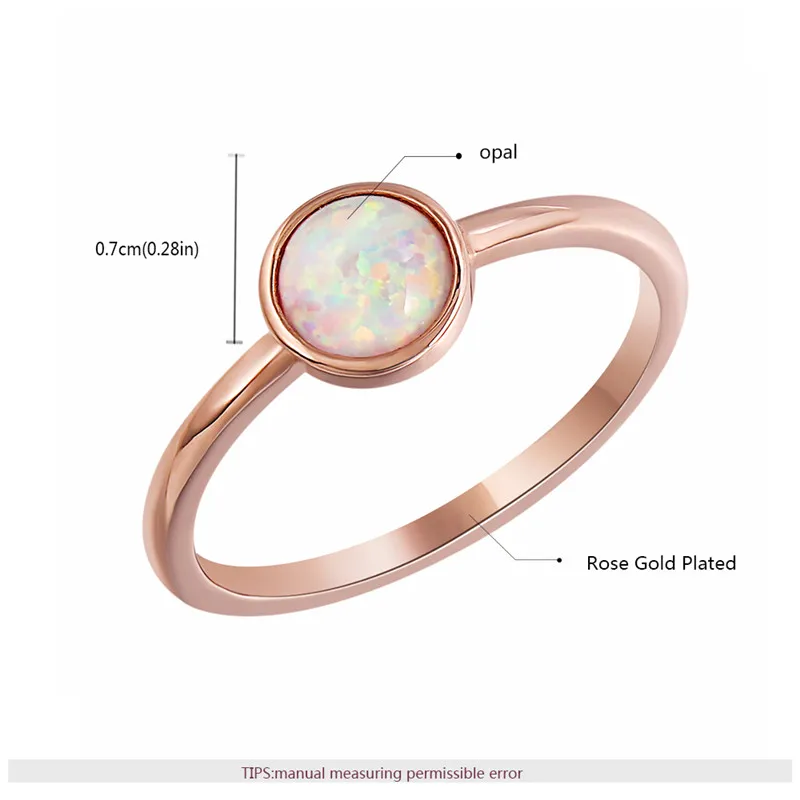 ROXI очаровательное круглое кольцо с опалом, ювелирное изделие, Bague Femme, розовое золото, обручальное кольцо, обручальные кольца для женщин, Прямая поставка, размер 6-9