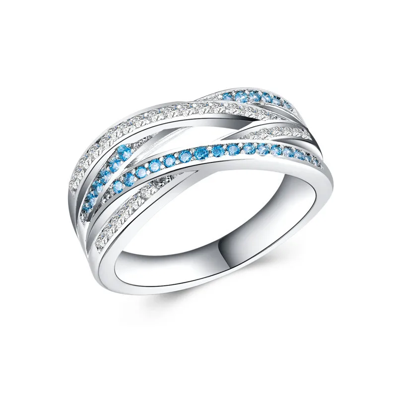 Новое Классическое серебряное кольцо бесконечной красоты с волной, кубическим цирконом, Брендовое кольцо для женщин, свадебные украшения