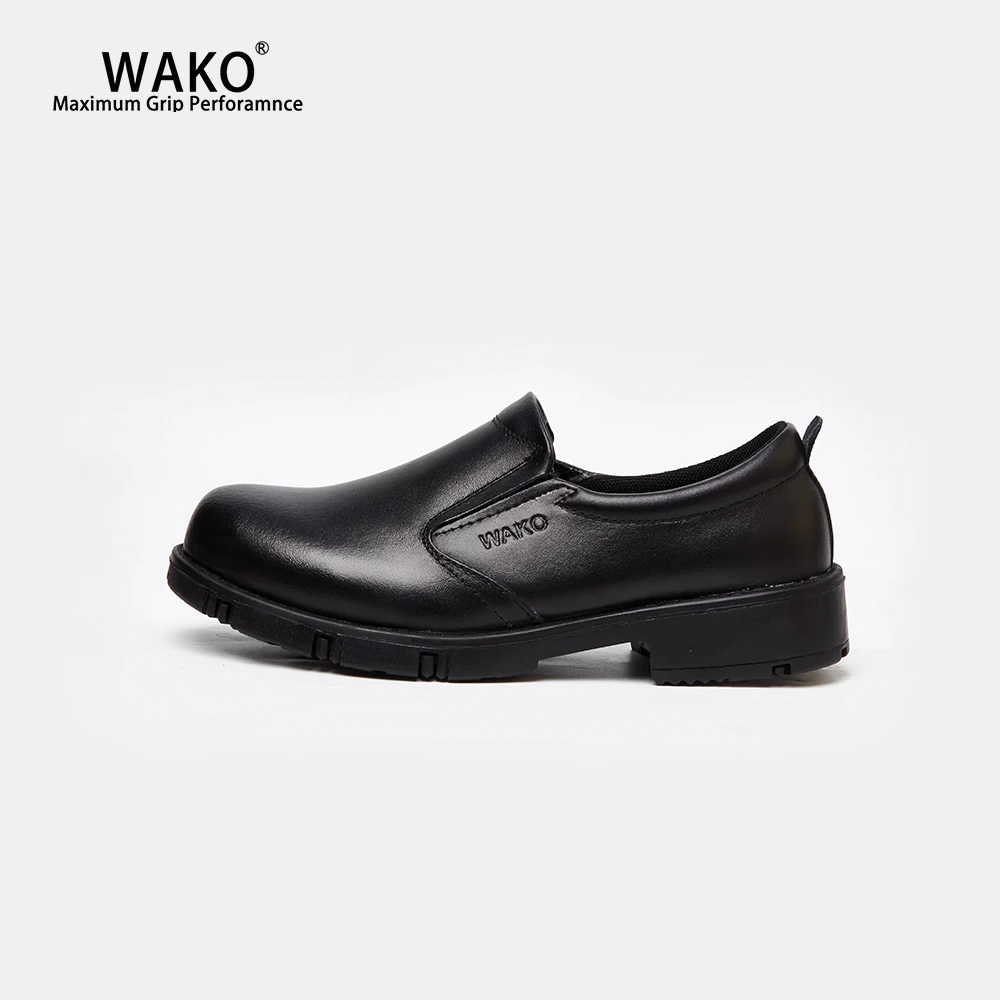 WAKO Chef Shoes Men Anti-Skid Non-Slip Kitchen Cook Work Shoes Black Leather Shoes For Hotel Restaurant Hospital Factory 9802 WAKO Chef Shoes Men Anti-Skid Non-Slip Kitchen Cook Work Shoes Black Leather Shoes For Hotel Restaurant Hospital Factory 9802