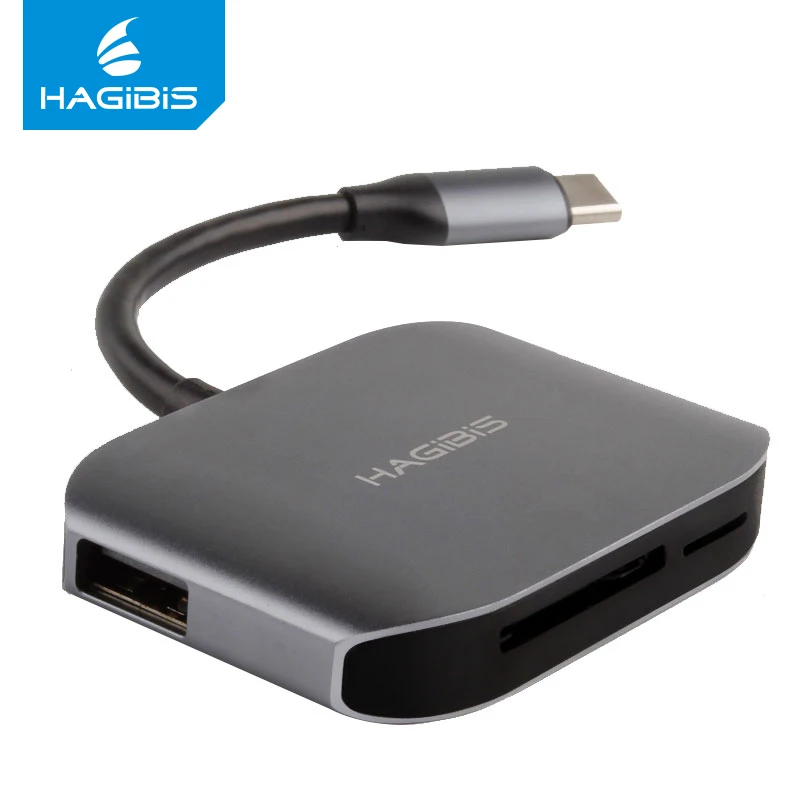 

Hagibis 4 in 1 USB-C HUB USB 3.1 Type C Hub with SD/TF Card Aluminium Alloy USB 3.0 Hub Multifunction Reader for Macbook Phone