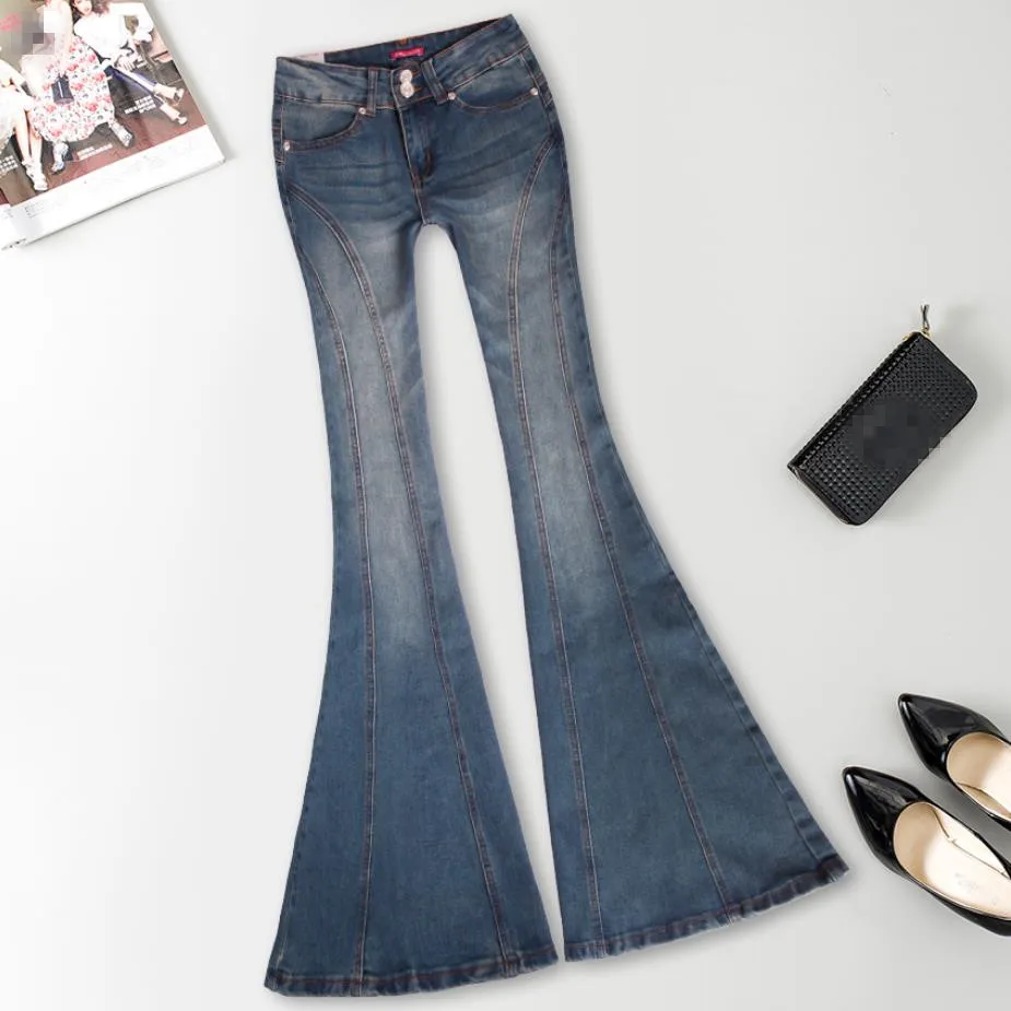 Flare Vaqueros Señoras Mujeres 32 Primavera 25 Oficina Photo Alta De Tamaño La As Pantalones Cintura Trompeta Moda 2019 ¡plus Nueva fYpzF6ZwqZ