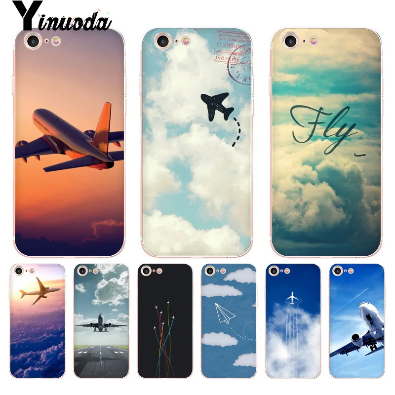 

Yinuoda For iphone 7 6 X Case Aircraft Airplane fly travel cloud Plane Phone Case for iPhone 8 7 6 6S Plus X 5 5S SE 5C XS XR