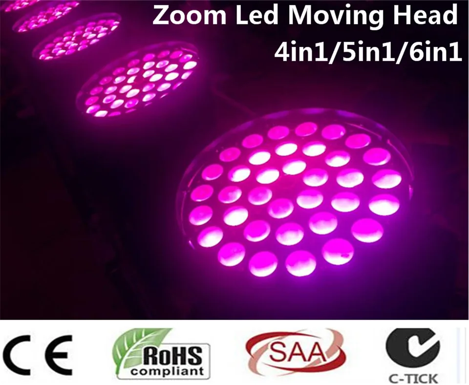 36x12 W 36x15 36x18 4 в 1 5 6 Zoom Testa Mobile A Led luce RGBWA UV DMX512 движущаяся головка моющийся Effetto Fascio