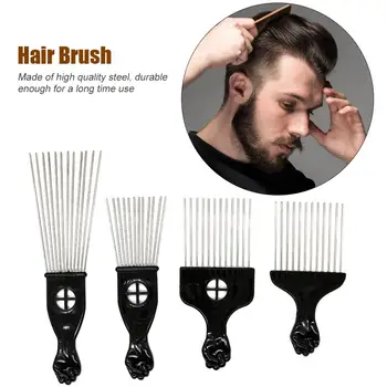 Kaufen Breite Zähne Salon Verwenden Schwarz Metall African Amerikanischen Pick Kamm Einfügen Lockige Haarbürste Afro Haar Kamm Für Friseur Styling Werkzeug