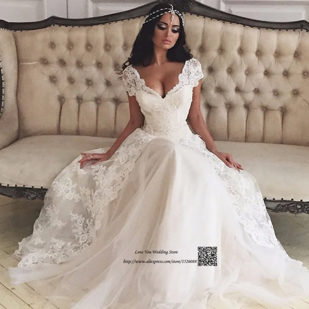 

Vintage Bohemian Wedding Dress Lace Made in China Cheap Bride Dresses 2017 Princess Wedding Gowns Vestidos de Renda Novia Barato
