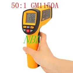 Профессиональный 50: 1 инфракрасный термометр-18C-1150 градусов Промышленный пирометр 0,1 ~ 1EM Ручной ИК Температура метр GM1150A