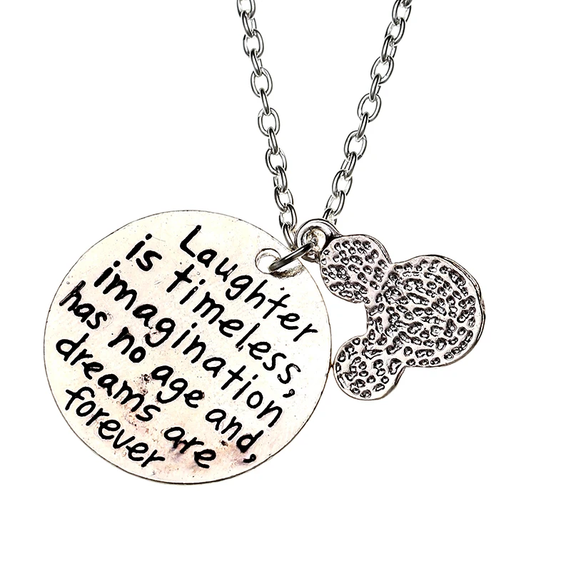 

"Laughter is timeless,imagination has no age and dreams are forever"cute cartoon Mickey Minnie letter pendant necklace for women