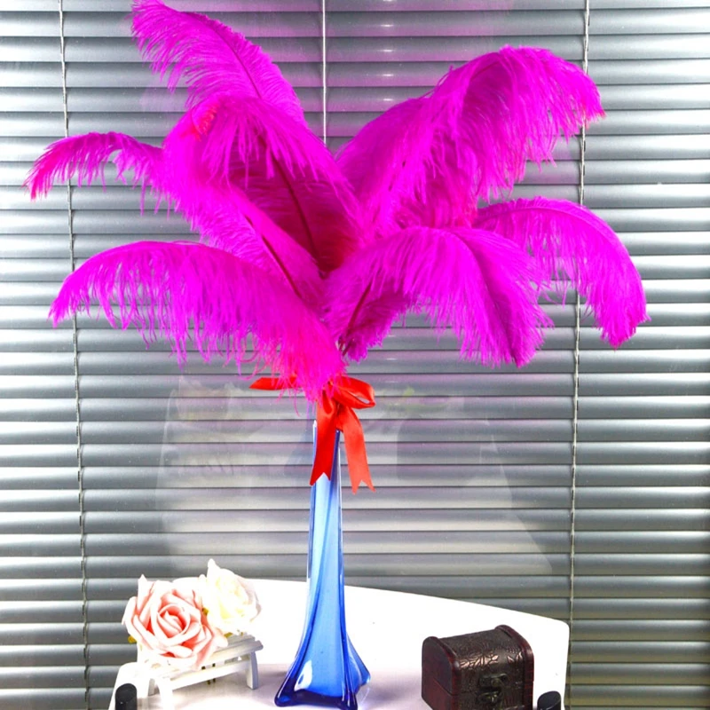 

5-500pcs hot pink color Dyed ostrich feather wedding decorations home crafts
