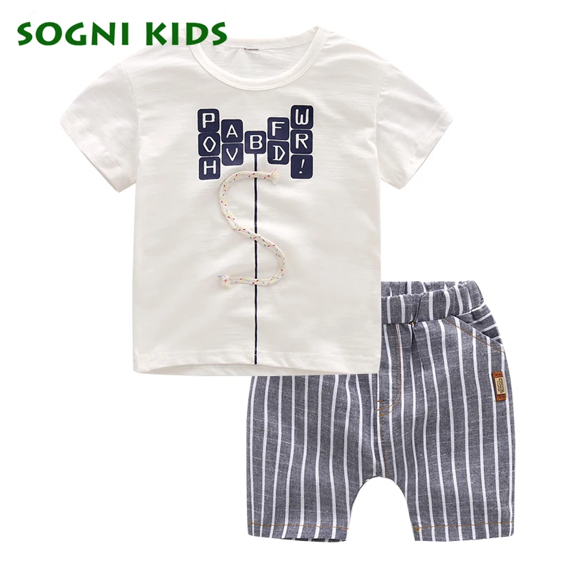 SOGNI KIDS Summer Baby Boys Clothes Casual Children Clothes Toddler Clothing Set Letter Cotton short sleeves