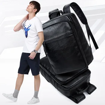 

010318 new hot man vintage PU leather backpack student fashion travel bag