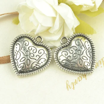 

20pcs/lot vintage metal tibetan silver 3D heart charms pendants hand made supplies fit necklaces bracelets jewelry making 3317