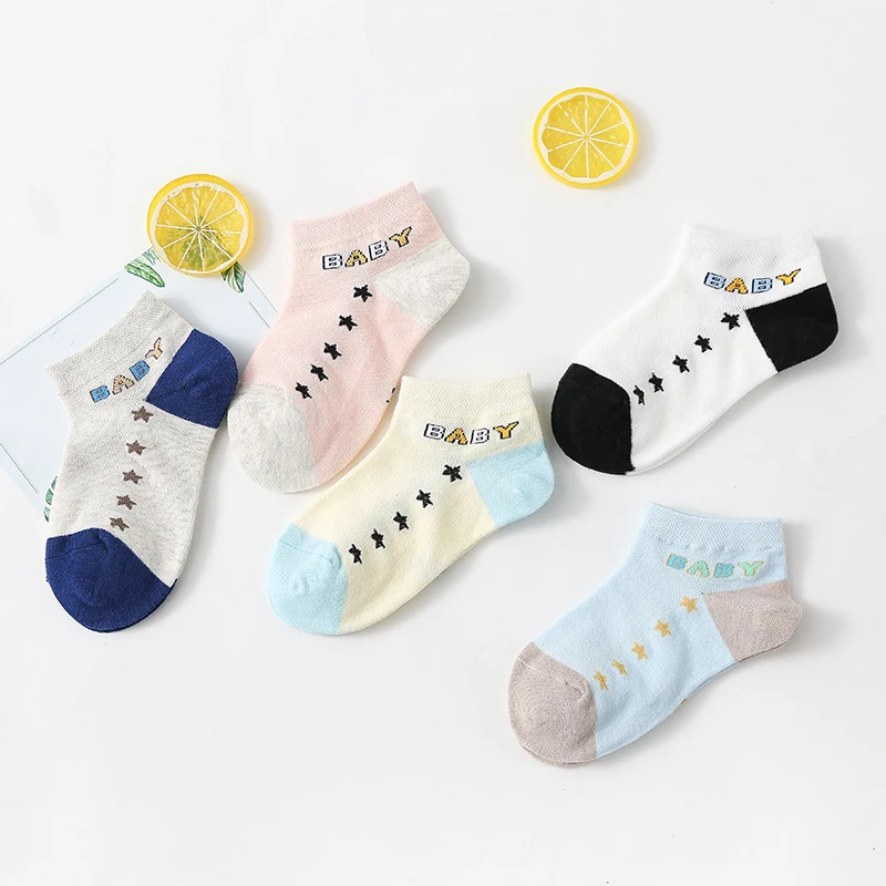 

children's clothing girl's socks 5pairs/lot spring summer autumn with letter pattern soft cotton child socks
