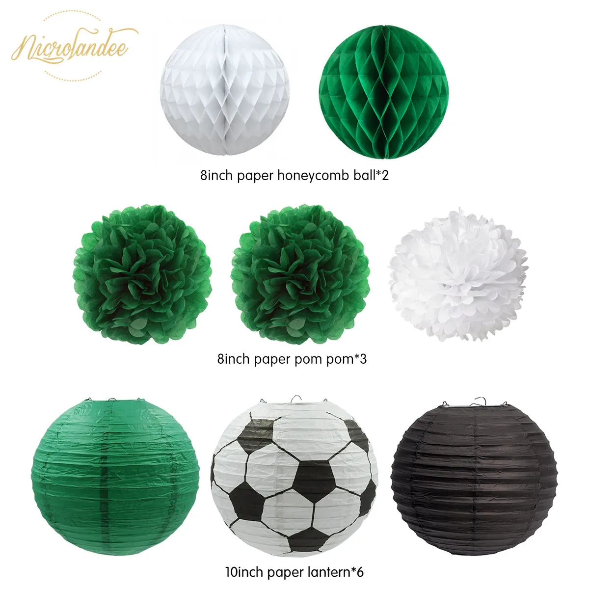 Nicrolandee 17pcs Set Football Diy Party Decoration Birthday Decor