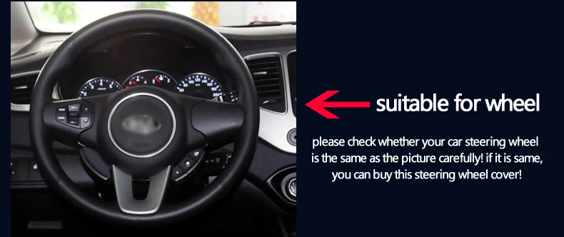 Shining wheat Hand-stitched Black Leather Car Steering Wheel Cover for Kia Carens 2012 2013