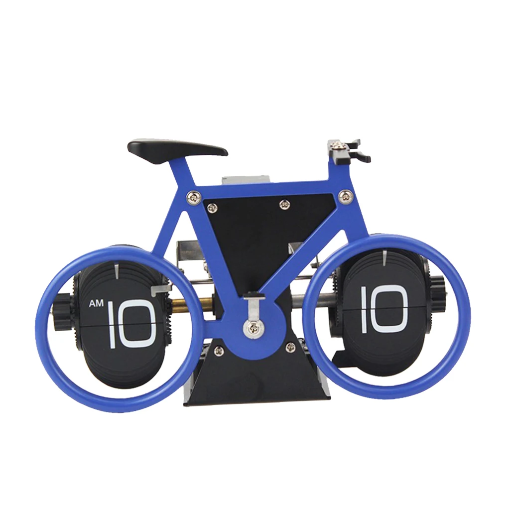 Modern Page Turning Bicycle Desk Clock Decoration Office Shelf Clock Home Decorative Artwork Tabletop Decor For Kids Children 