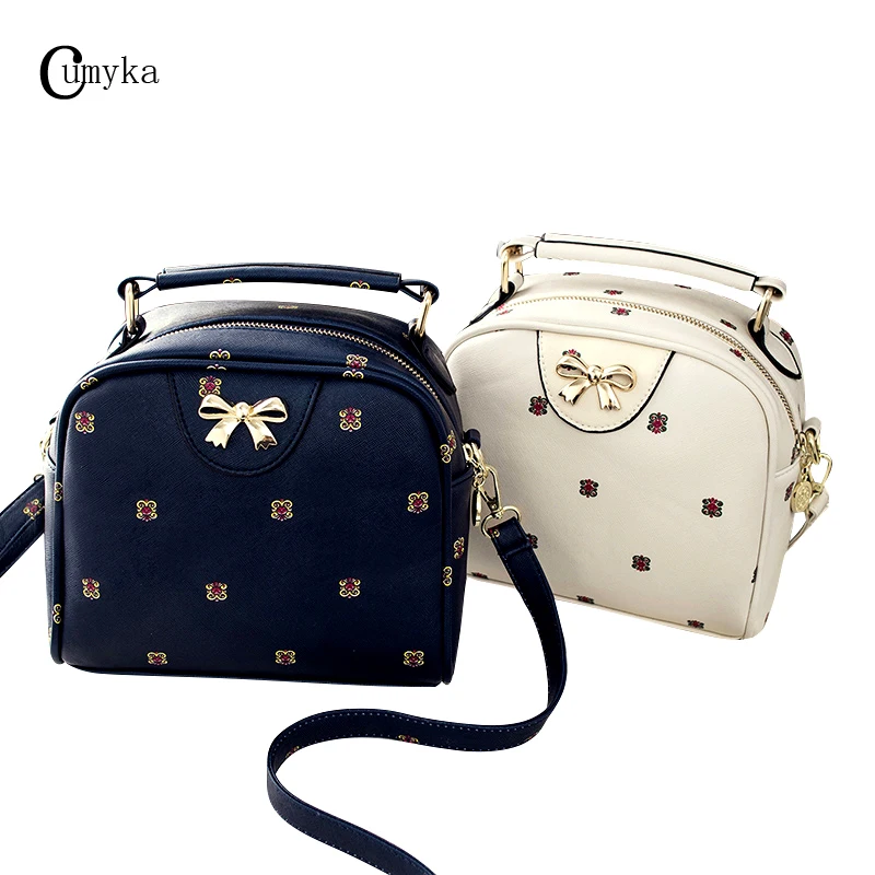 Fashion Small Bow PU Leather Women Shoulder Bag Fashion Zipper
