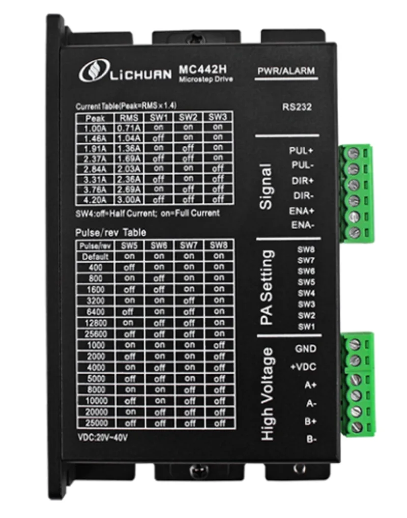 

2 фазы NEMA17 NEMA23 Гибридный Драйвер шагового двигателя DSP DC24V 3A MC442