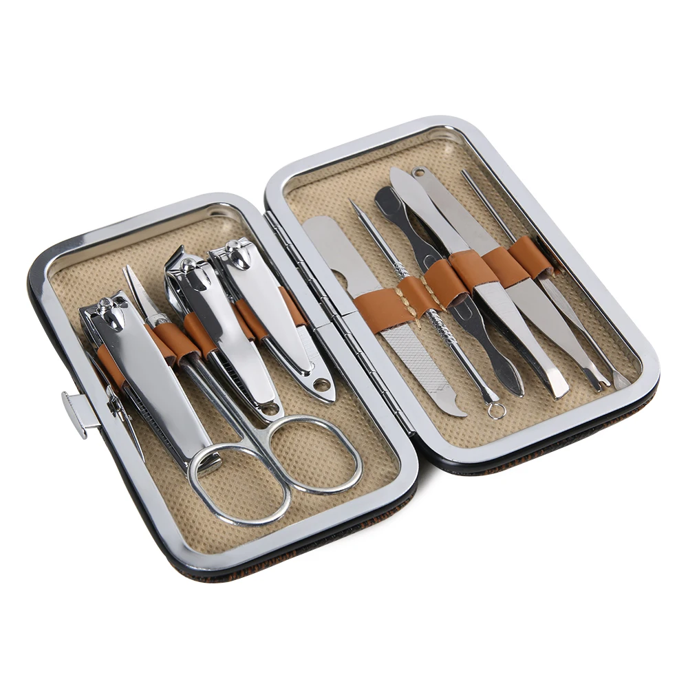Профессиональный маникюрный набор инструментов для ногтей ножницы для стрижки ногтей Пинцет Нож маникюрные наборы 10 в 1 инструменты для маникюра