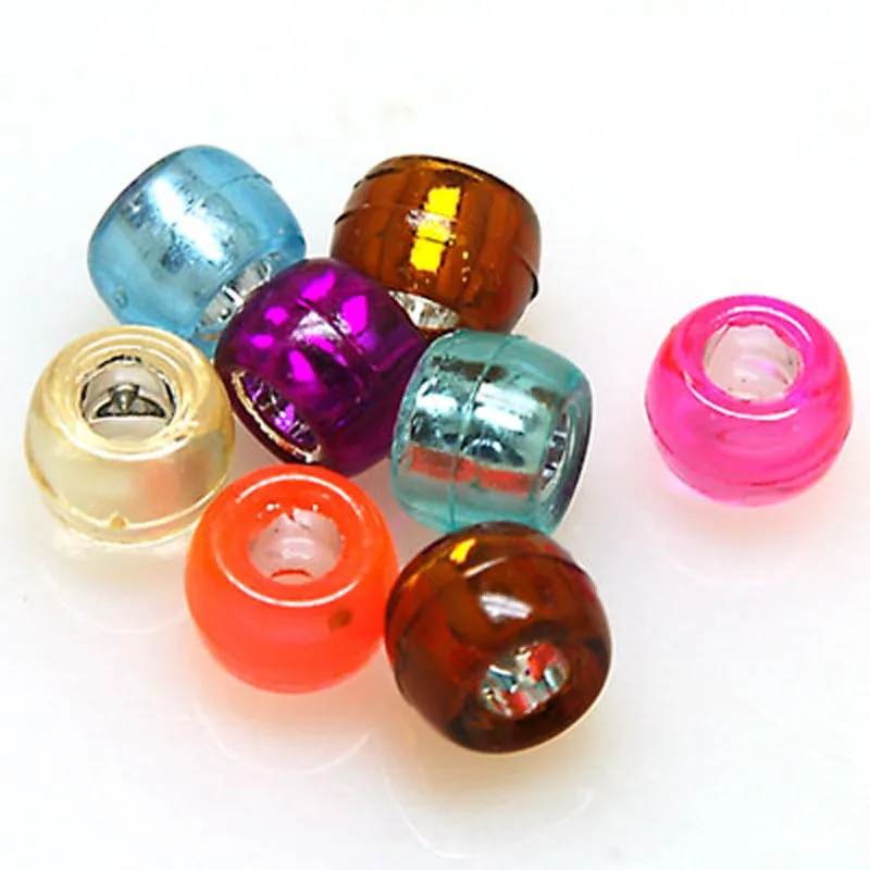 Loose beads,6*9mm silver foiled Plastic Beads,random mixed color sold