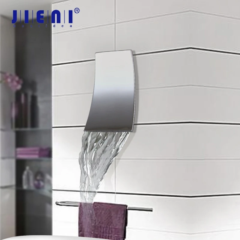 Jieni Chrome Polish Waterfall Wall Mounted Bathtub Bathroom Basin Sink