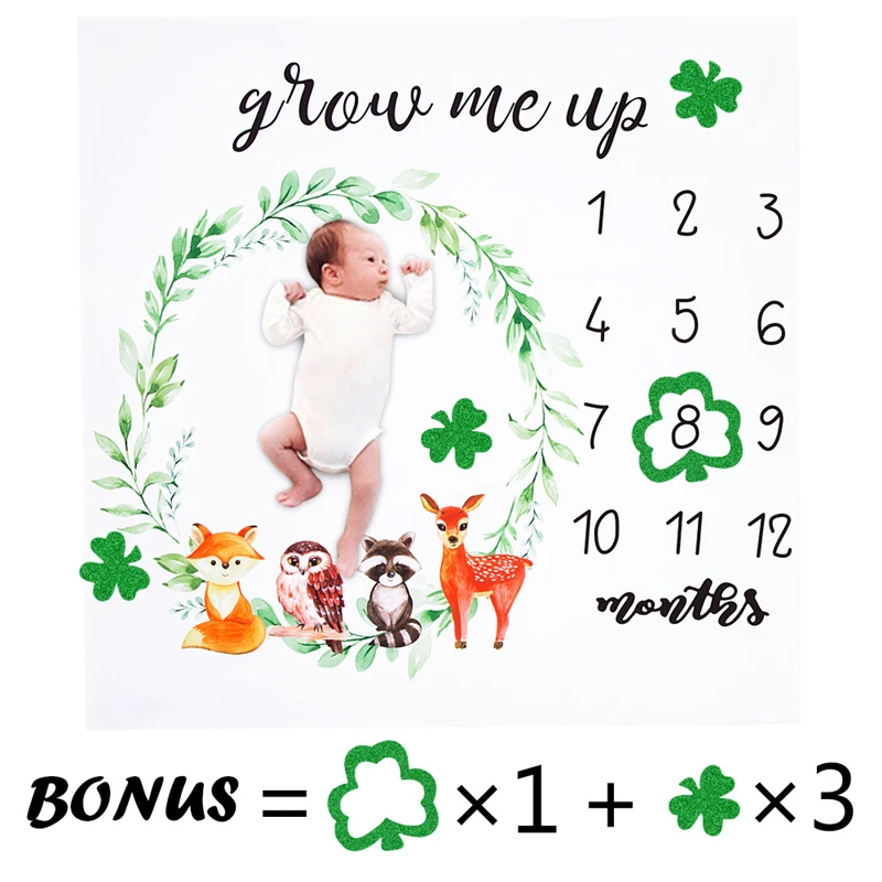 Cute Pattern Infant Baby Milestone Photo Props Background Blankets Play Mats Backdrop Cloth Calendar Photo Accessories Bed Decor