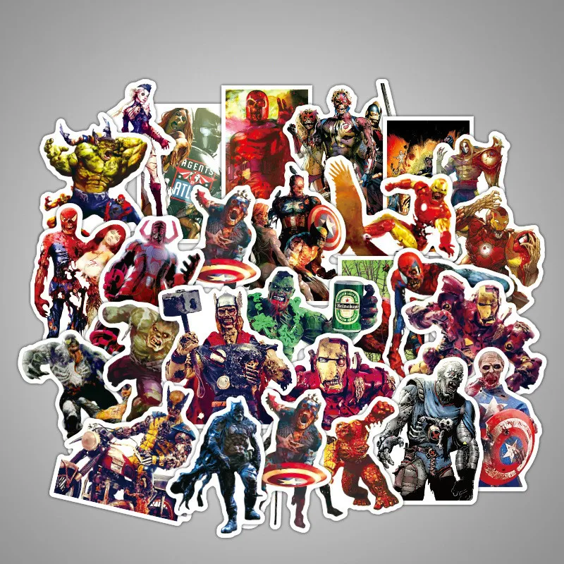 

39Pcs Super Hero Zombie Walking Dead Stickers for DIY Guitar Luggage Laptop Skateboard Moto Phone Waterproof Sticker Kids Toy