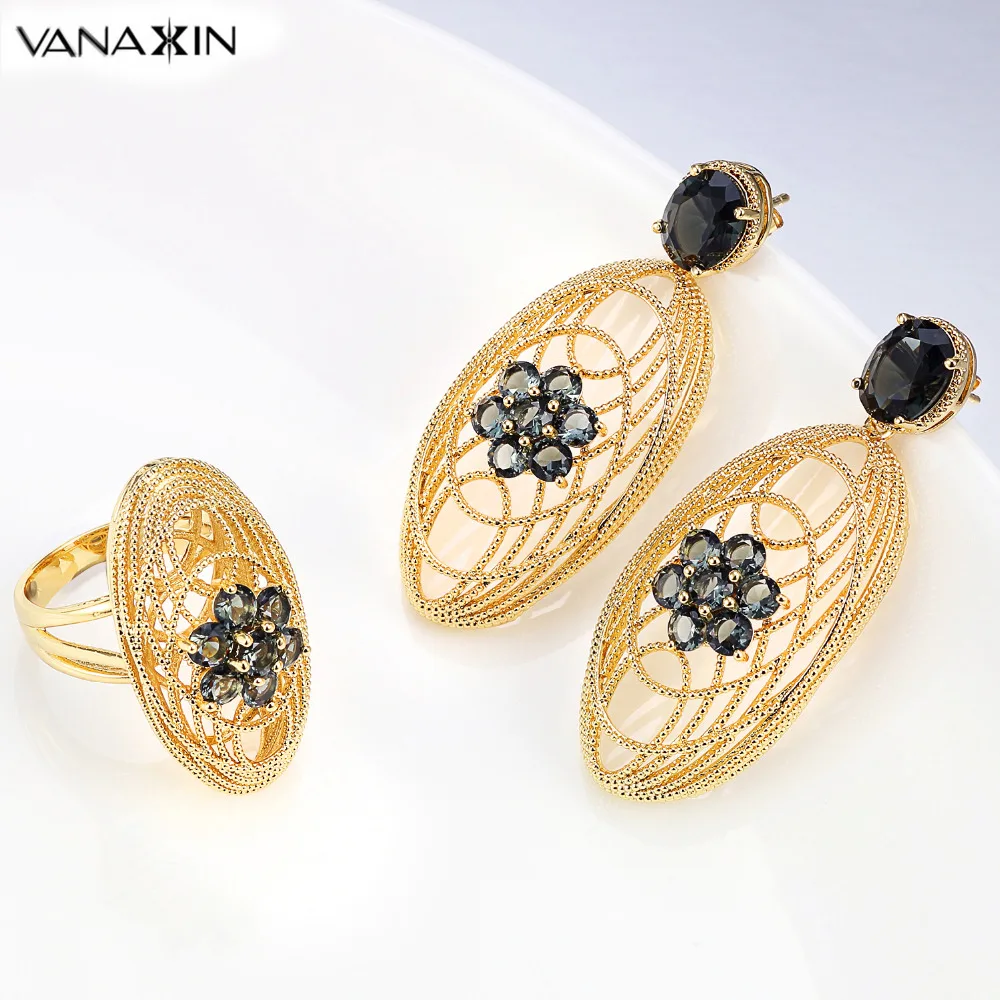 Us 22 01 40 Off Vanaxin Trendy Women Jewelry Sets Black Stones Gold Rose Color Oval Earrings Rings For Female Fashion S Brincos Box In Us 22 01 40 Off Vanaxin Trendy Women Jewelry Sets Black Stones Gold Rose Color Oval Earrings Rings For Female Fashion S Brincos Box In