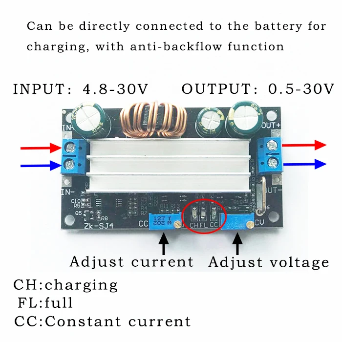 DC Автоматический повышающий/понижающий преобразователь CC CV мощность модуль В 4,8-30 в солнечное зарядное устройство зарядки контроллер