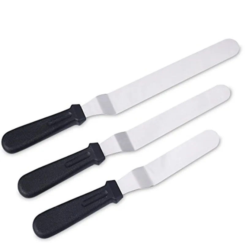 

6 8 10 inches Cake Knife Spatula With Cream Butter Smoother Blade Angled Flat Scraper Smoothing Kitchen Fondant Decorating Tool