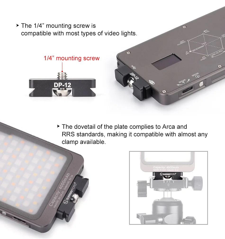 SUNWAYFOTO DP-12 видео светильник Специальный мини БЫСТРОРАЗЪЕМНАЯ пластина DP-12