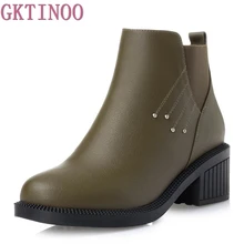 Новинка; сезон осень-зима; женские ботинки; обувь на платформе и толстом каблуке; кожаные ботинки для женщин; ботильоны; большие размеры 35-43