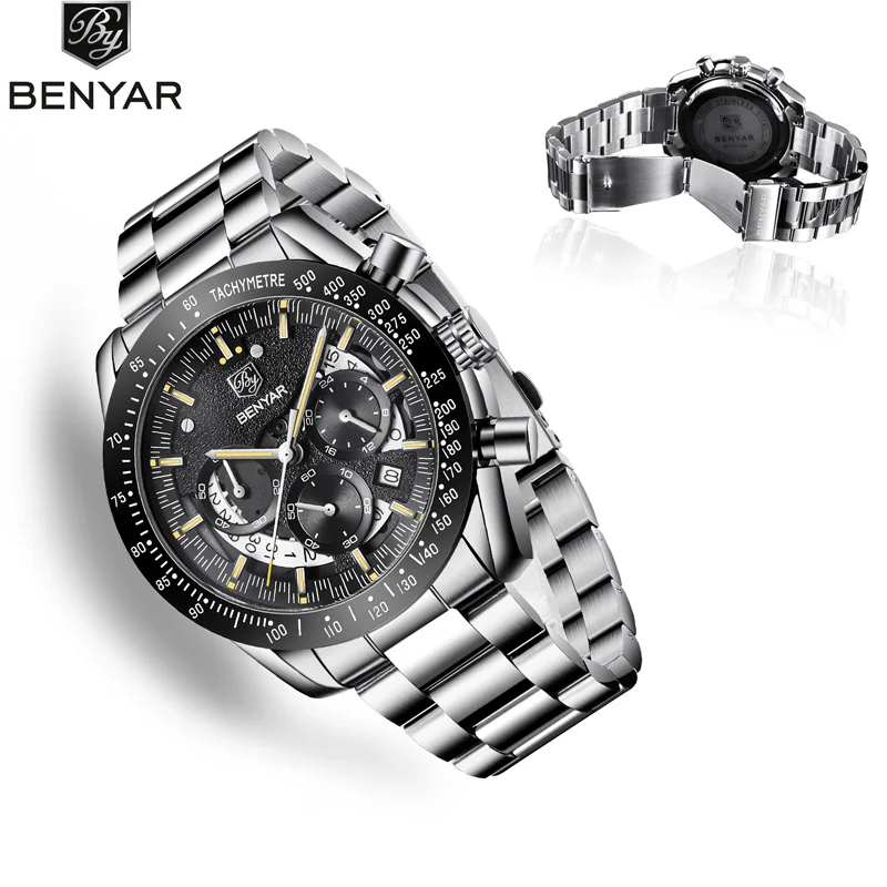 

BENYAR Men's Watches Quartz Wristwatch Mens Watches Top Brand Luxury Watch Men Sport Military Watch Men Chronograph Reloj Hombre