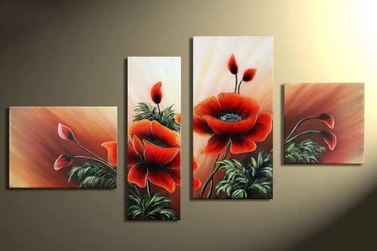 CS-693 triptich triptych cross stitch kit poppy flower, Quadruple cross stitch.jpg_.webp