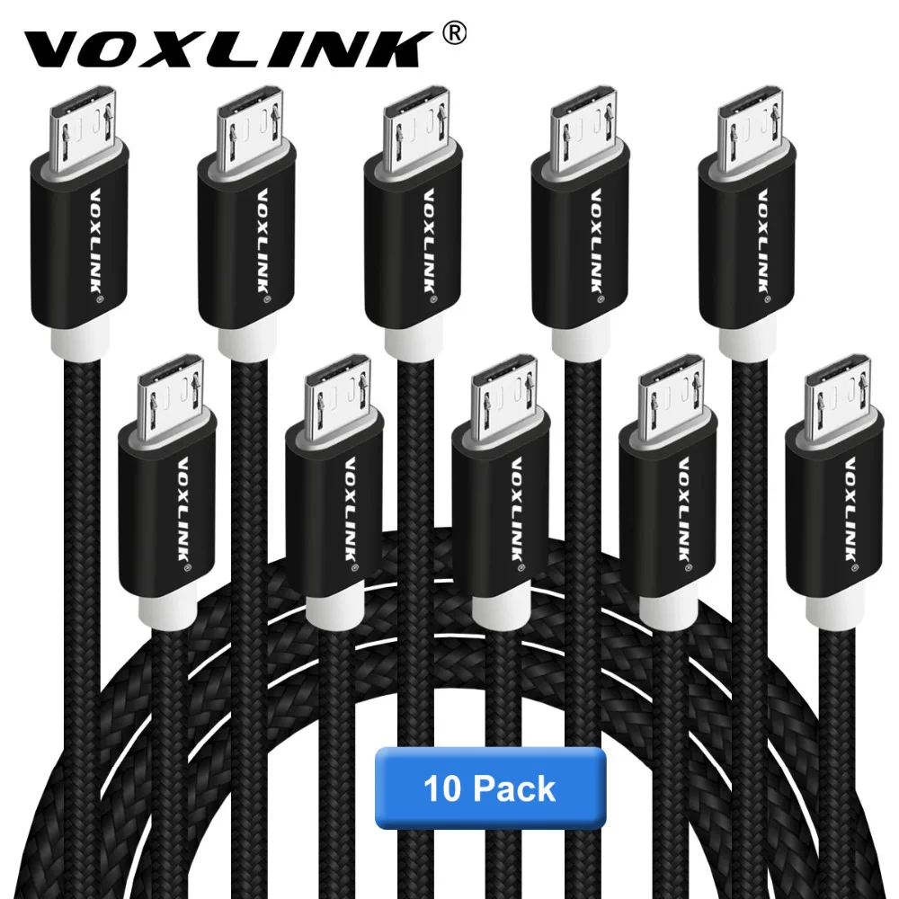 

VOXLINK 2.1A Fast Micro USB Cable[10-Pack] Data Charging Cable For Samsung LG xiaomi Huawei Andriod Mobile Phone Cables Cord