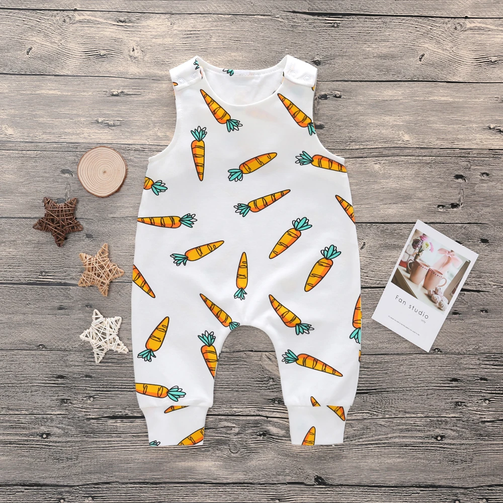 

0-24M Baby Boy Romper Toddler Girl Rompers Clothing Cotton Newborn Clothes Summer White Jumpsuit Infant Carrot Cartoon Playsuit