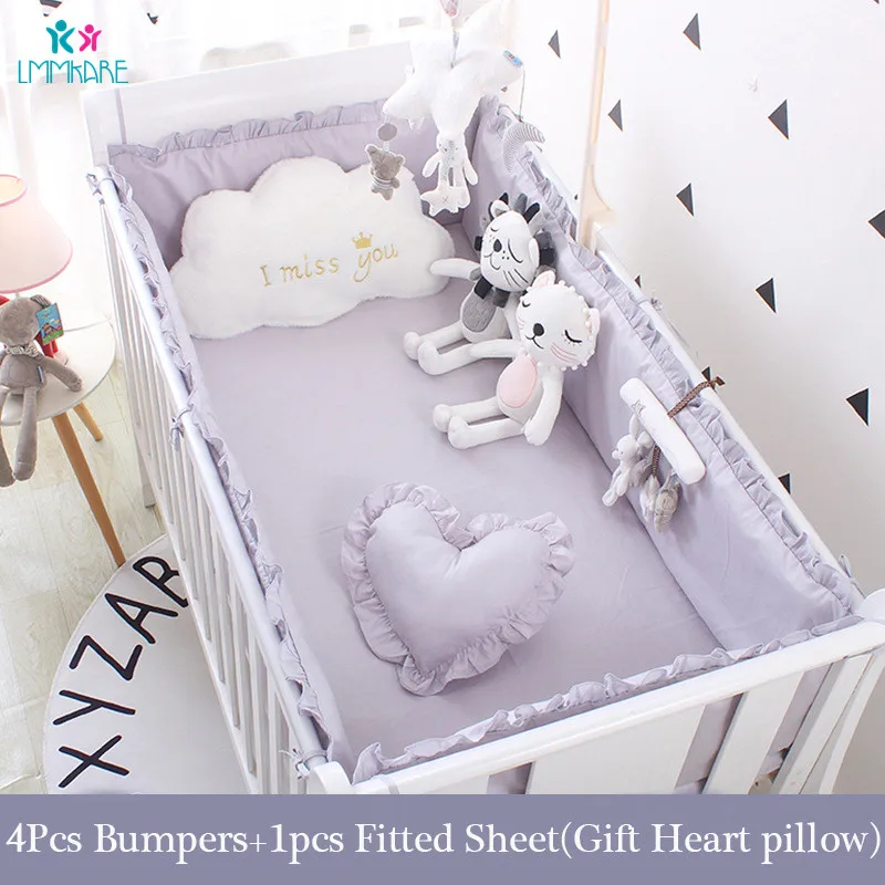 5pcs Cotton Baby Crib Bumper Pads For Cribs Padded Crib Liner Set