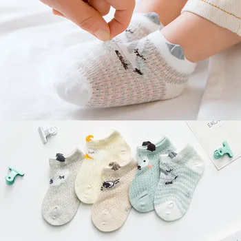 

Summer thin mesh baby socks cartoon breathable baby boat socks loose cotton children socks set