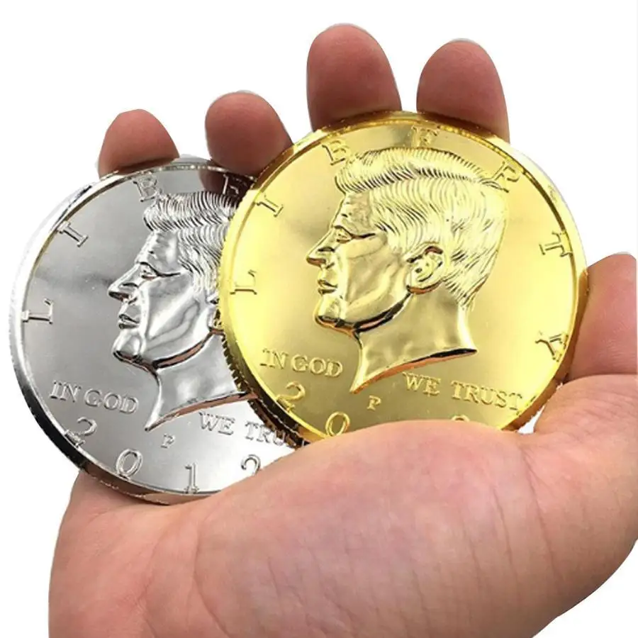 Серебро/золото цвет Jumbo Волшебная Монета Половина доллара 73 мм Высокое качество волшебные трюки волшебный трюк MSW1850