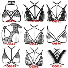 Сексуальные, кружевные, из ткани органди бюстгальтер нательная обвязка нижнее белье клетка Бралетт черный эластичный ремень для регулировки топы бикини Мода выдалбливают бюстгальтер для женщин