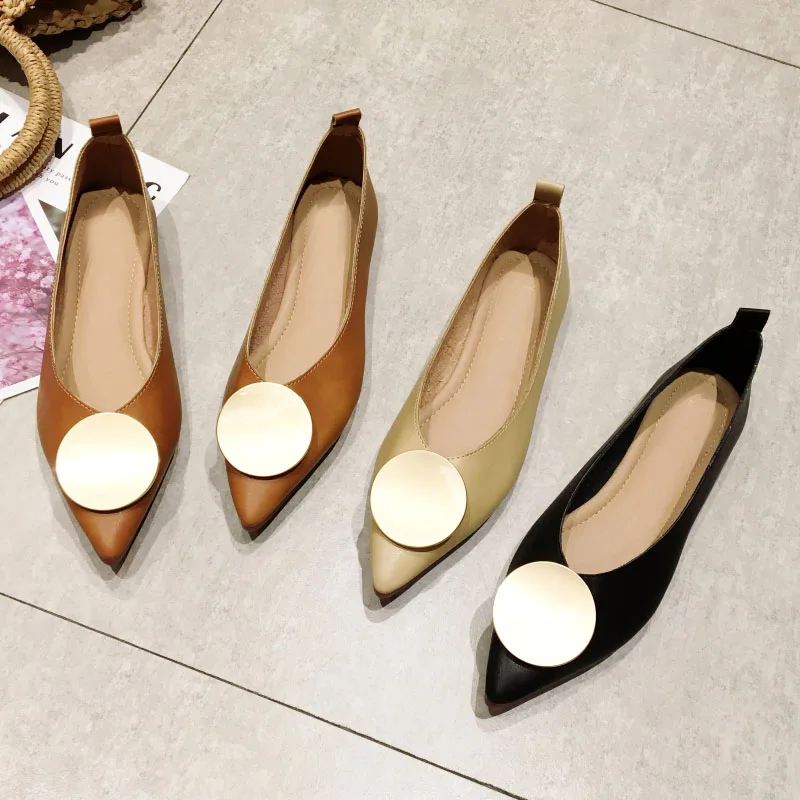 

2020 Spring Autumn Women Flats Fashion Brand Woman Pointed Toe Slip-On Office Ladies Single Shoes Shallow Footwear Females Black