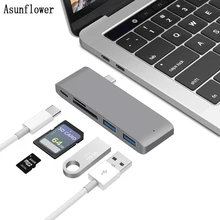 

5 in 1 USB-C HUB 3.0 Type-C TO HUB Card Reader Multi Splitter USB C Adapter Charging OTG + Micro USB Power Port For MacBook Pro