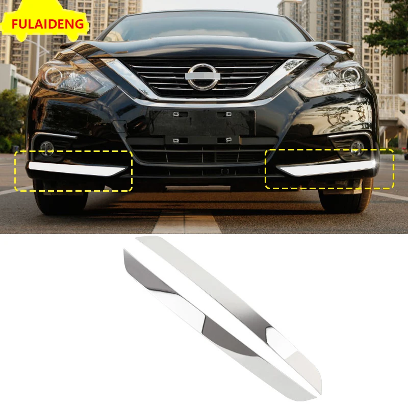 

2PCS For Nissan Teana Altima 2016-2018 silver & Blue titanium Front Bumper Protection Strip Car Styling Accessories