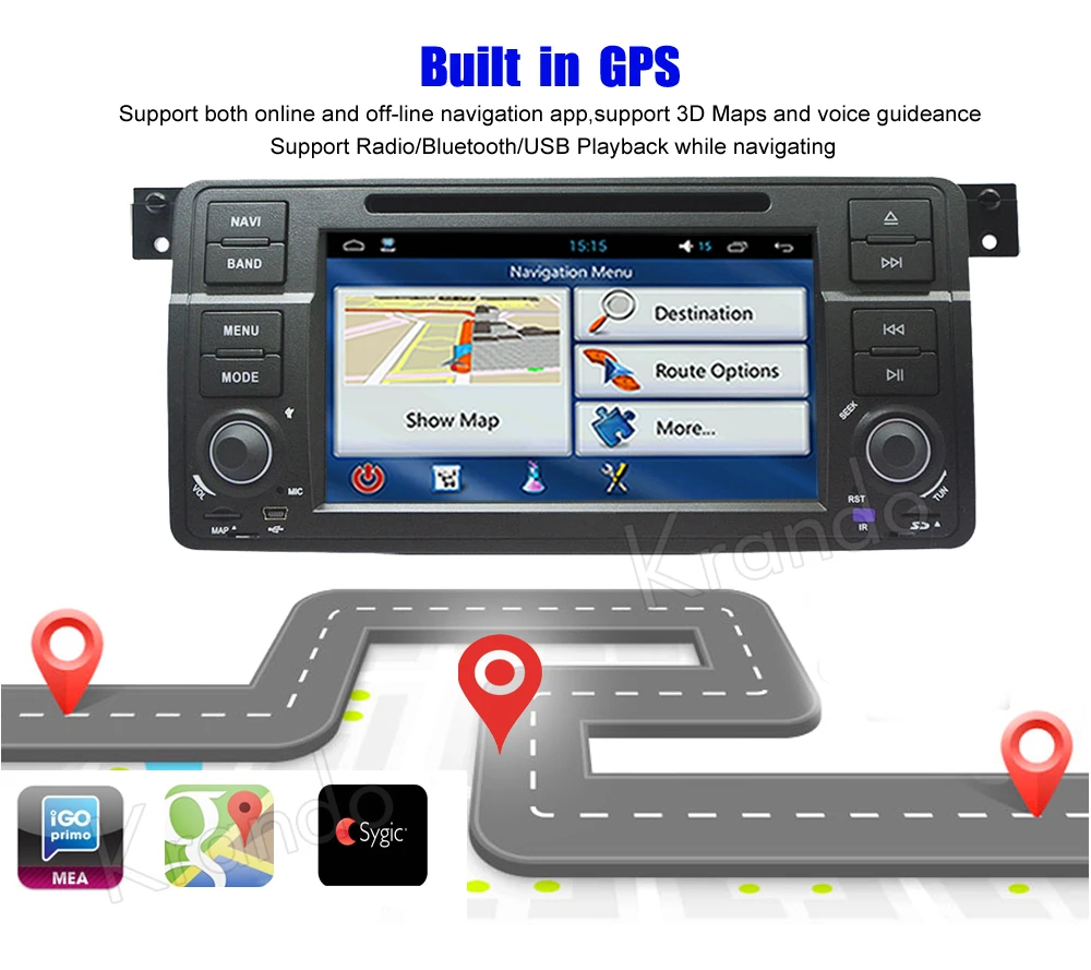 Best Krando Android 8.1 car radio gps dvd player android navigation multimedia for bmw e46 m3 rover 75 ZT MG 1998-2005 WIFI 3G DAB+ 3